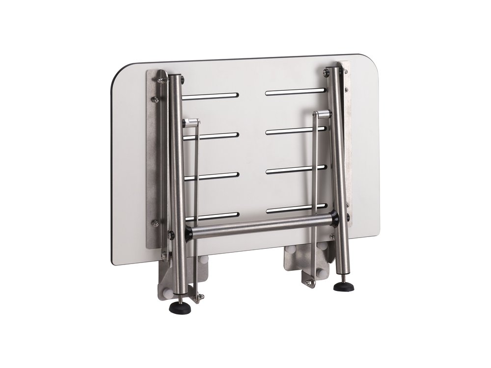 Small Rectangle-Shaped Stainless Steel HPL Folding Shower Seats with Support Legs