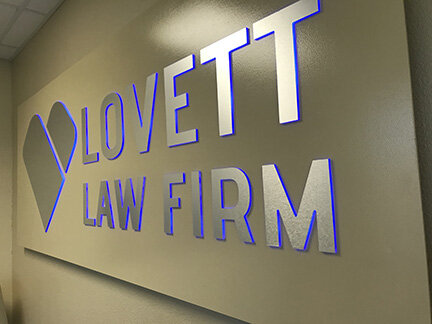  Indoor signage for Lovett Law Firm (continued). 