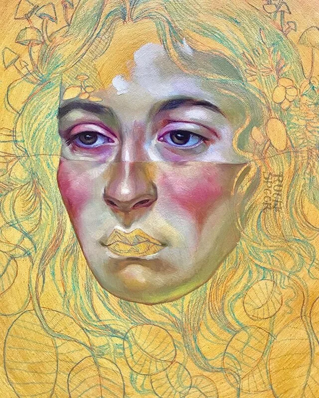 Good morning from me and my paint 🎨 I started this piece over again on a different surface, as the other round panel was getting cracks in the gesso (!!) and I didn’t want the oil paint to soak through and eventually rot the wood, no sir.
This painting is for @archenemyarts 8 year anniversary show, opening April 3rd 💚 They are the first gallery that exhibited my work and are such an incredible force - the lineup for this show is dazzling. If you’re interested in hanging this painting on your own wall, contact the gallery ✨
I actually prepared this surface back in 2017 (remember when I always used yellow as a base color?) and it’s just been waiting for me to use it. It’s one of those wood panels cut from a tree branch with the bark and moss still intact around the edges, which works so well with the foresty growth mood I’m working with 🌱🌲☘️🍄
The rest of these photos are from a walk & a picnic with @blackteethcreative and @exaspernated. I’ve been walking trails and exploring outside almost every day the past few weeks, watching the woods explode in green and earthy spring smells, and sketching the trees. I always feel better afterwards.
“If I had made that morning myself I couldn’t have done better. It was sunny, spring air, but it was that cool, spicy kind that keeps you stopping every few minutes to see just how full you can suck your lungs without bursting. It seemed to wash right through and through and make you all over. The longer you breathed it the clearer your head became, and the better you felt, until you would be possessed to try and see if you really couldn’t fly.” Laddie by Gene Stratton Porter