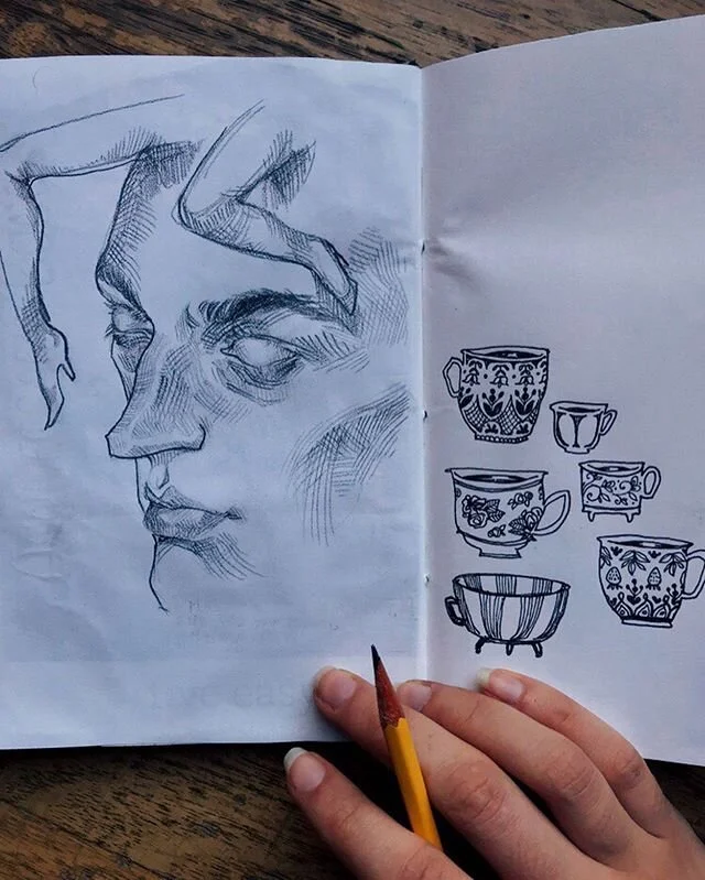 Sketches. I don’t know where the leg antennae came from. I was watching Before I Go To Sleep on a recommendation from @jimenareno and drawing and it just happened. (photo reference by Chris Colls.)
You know what’s weird? I almost never just sketch for the fun of it. I draw ideas for paintings, sketches I want to make into /finished things/. But I remember when I was little and I’d get a little stack of printer paper and a big flat book to put underneath and I’d just draw whatever, all day long, for the fun of it. Where did that delight go?? Now’s as good a time as any to get back into the habit 🌚🎨🌝