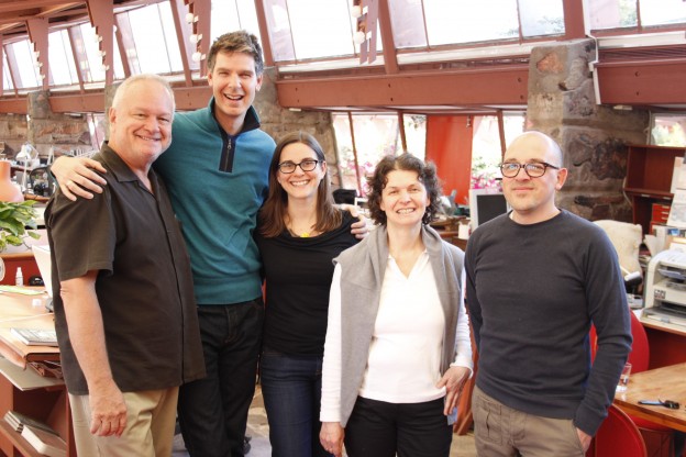  L to R: Ted Decker (Director/Curator, phICA); Jason Silverman (Residence Life Manager, Taliesin West); Saskia Jorda (visual artist, TARP director, Taliesin West); Elisabeth Heindl (TARP Artist, Germany); and Santiago Borja (TARP Artist, Mexico)  Pho