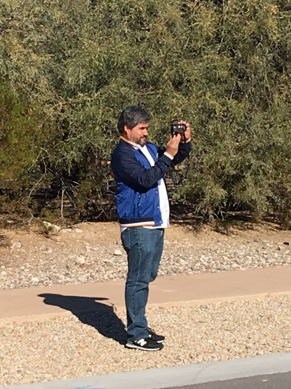  Daniel photographing a cell phone tower fabricated to resemble a saguaro cactus. 12-18-15 