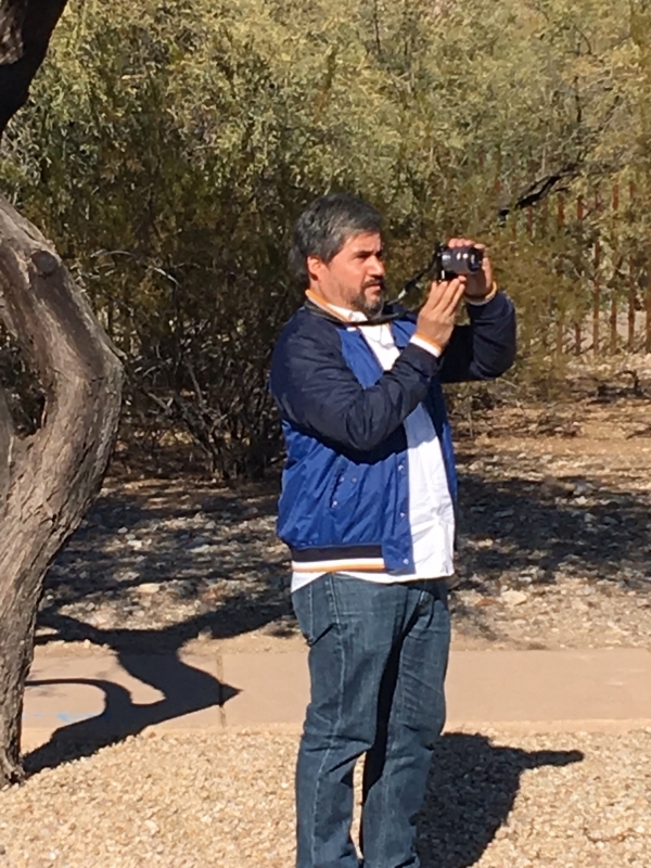  Daniel photographing a cell phone tower fabricated to resemble a saguaro cactus. 12-18-15 