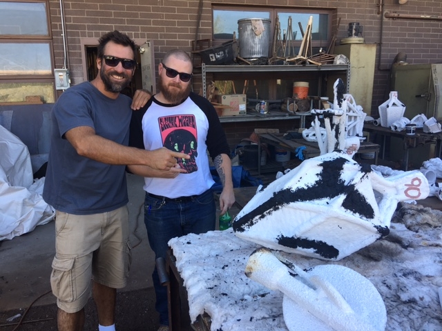  Tulio and Cory Slawson at Cory's iron pour at Scottsdale Community College, 11-14-15 