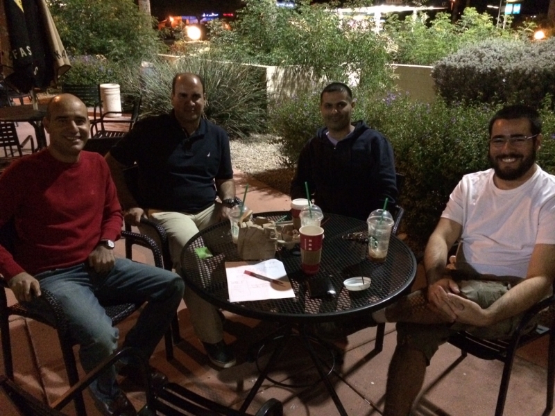  Felipe with Saleem Suzah, Salman Al Wastei, and Falah Al Saidi (Unloaded 2, December, 2014), Starbucks Coffee, Phoenix  11-15-14 