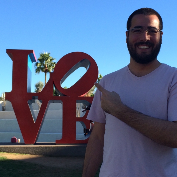  Felipe at Scottsdale Civic Center with Robert Indiana LOVE sculpture  11-6-14 