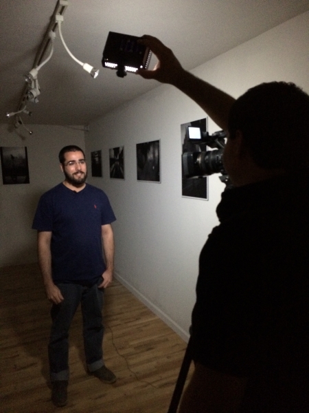  Felipe being interviewed for documentary film Organicity, Phoenix First Friday  11-7-14 
