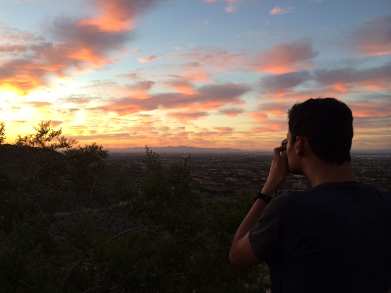  Wanderson photographing the desert sunset at South Mountain Park, Phoenix  10-19-14 