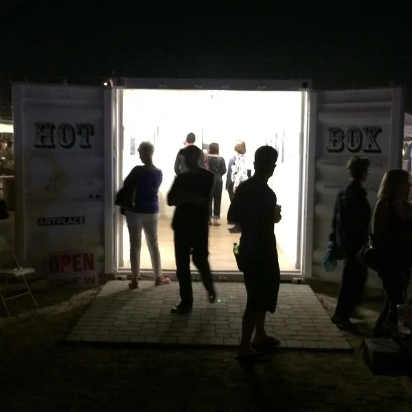 People engaged with Wanderson's exhibition, Phoenix First Friday, 11-7-14