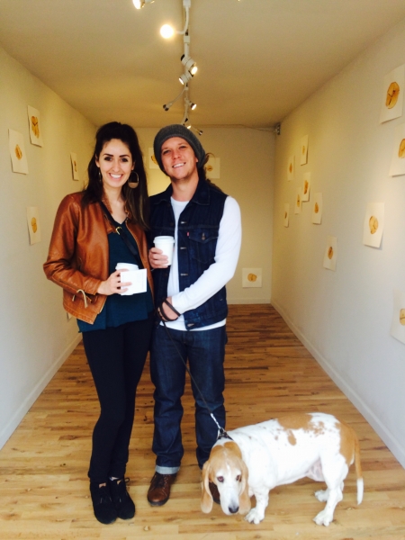  Phoenix-based visual artists Lexie Bowers and Bill LeGuillon enjoying Andrea's exhibit, 1-31-15. 