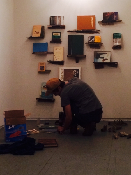  Ben working on his back wall installation, 2-19-15 