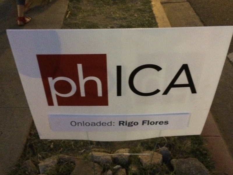  phICA sign, Rigo Flores, First Friday, 4-3-15 