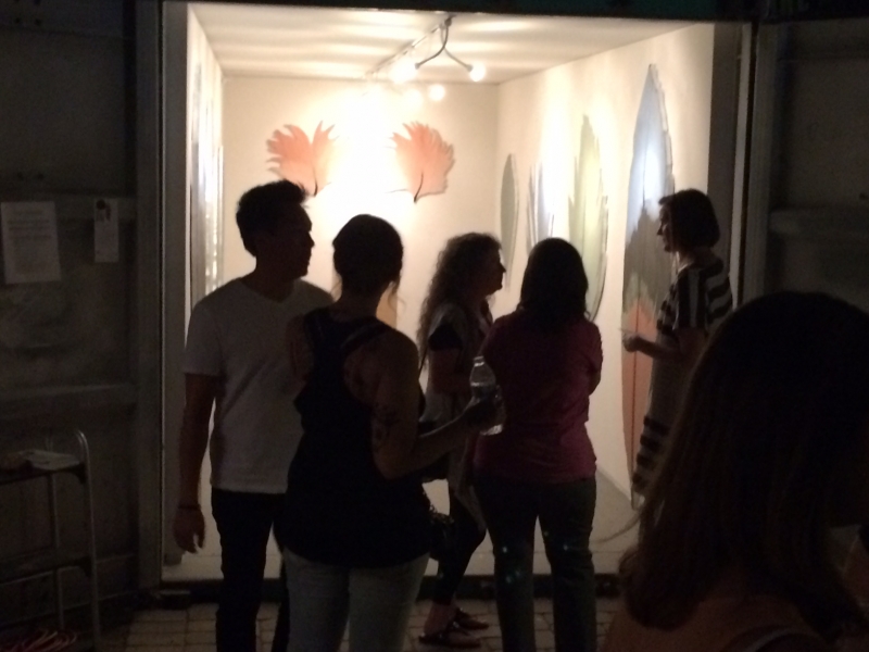  People viewing Lauren's work, First Friday, 5-1-15 