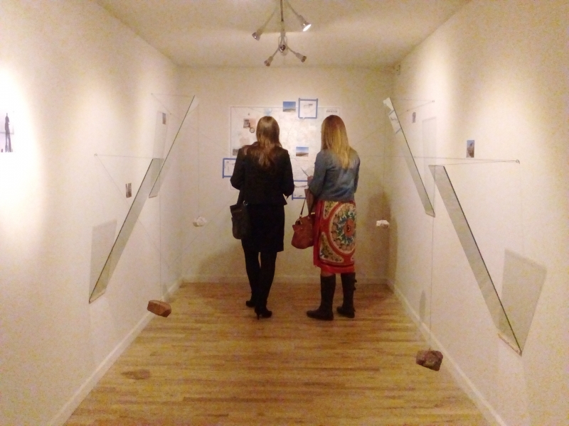 Viewers engaged with Tulio's installation, Opening Night, 11-20-15 