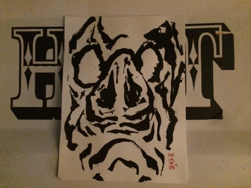 Tak's drawing over the Hot Box logo, 10-16-15