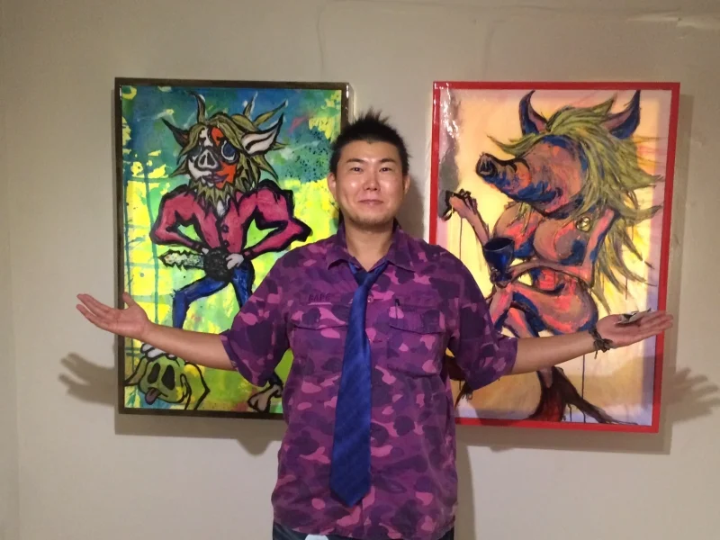 Tak with 2 paintings, 10-16-15