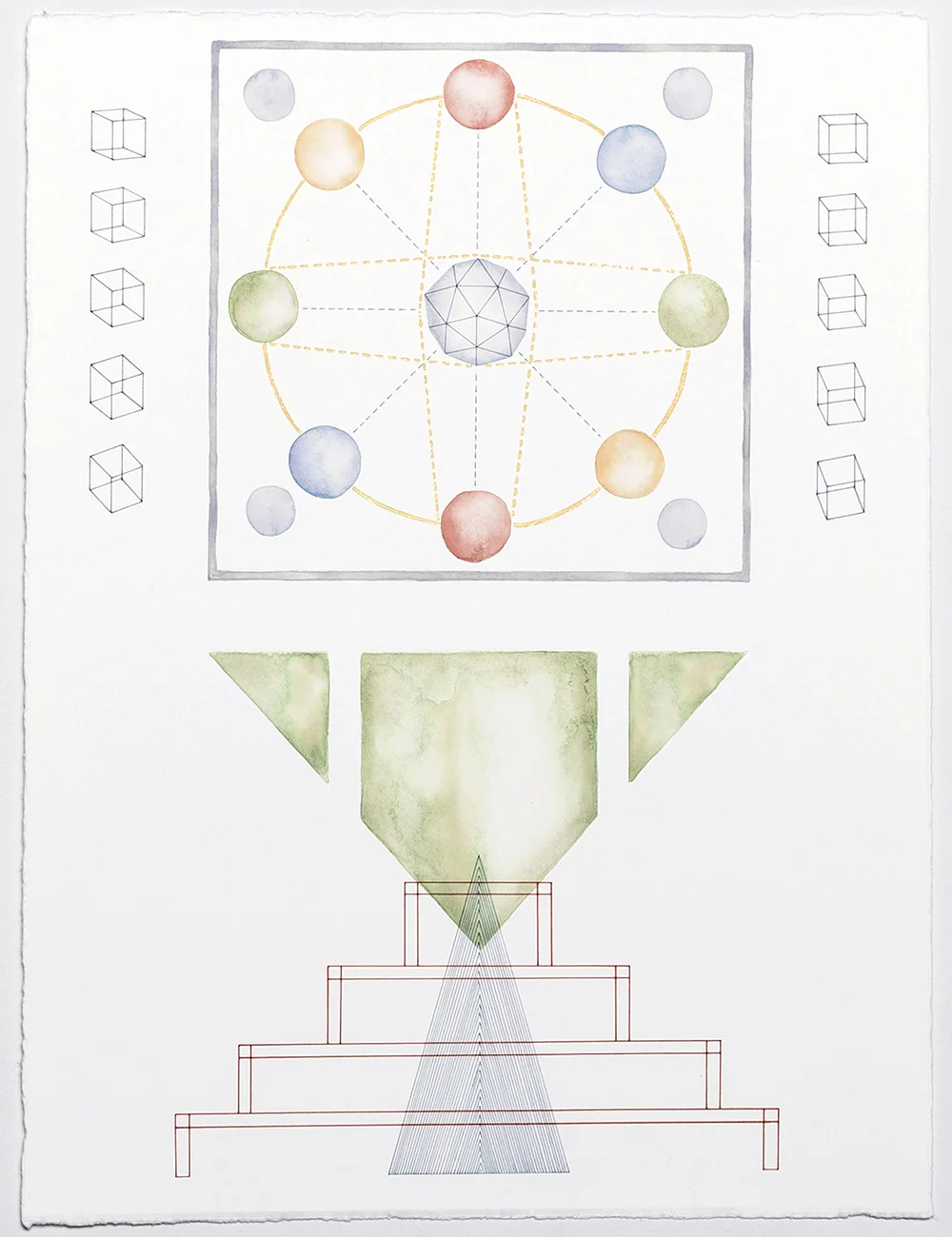 Diagrammatic Construct #4 acrylic and pen on paper, 40 x 30cm