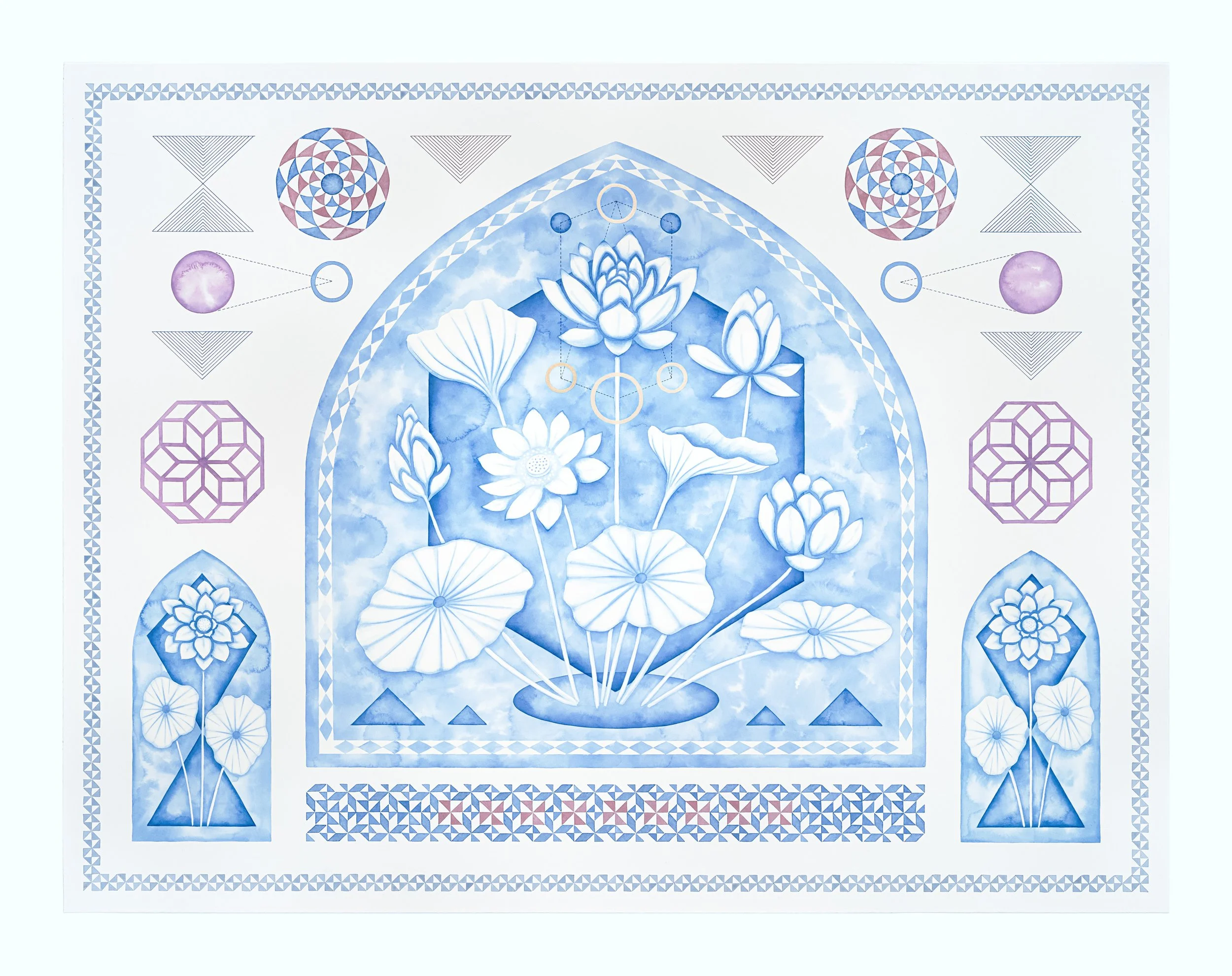   Altar: Lotus   acrylic and ink pen on paper 130 × 100 cm  