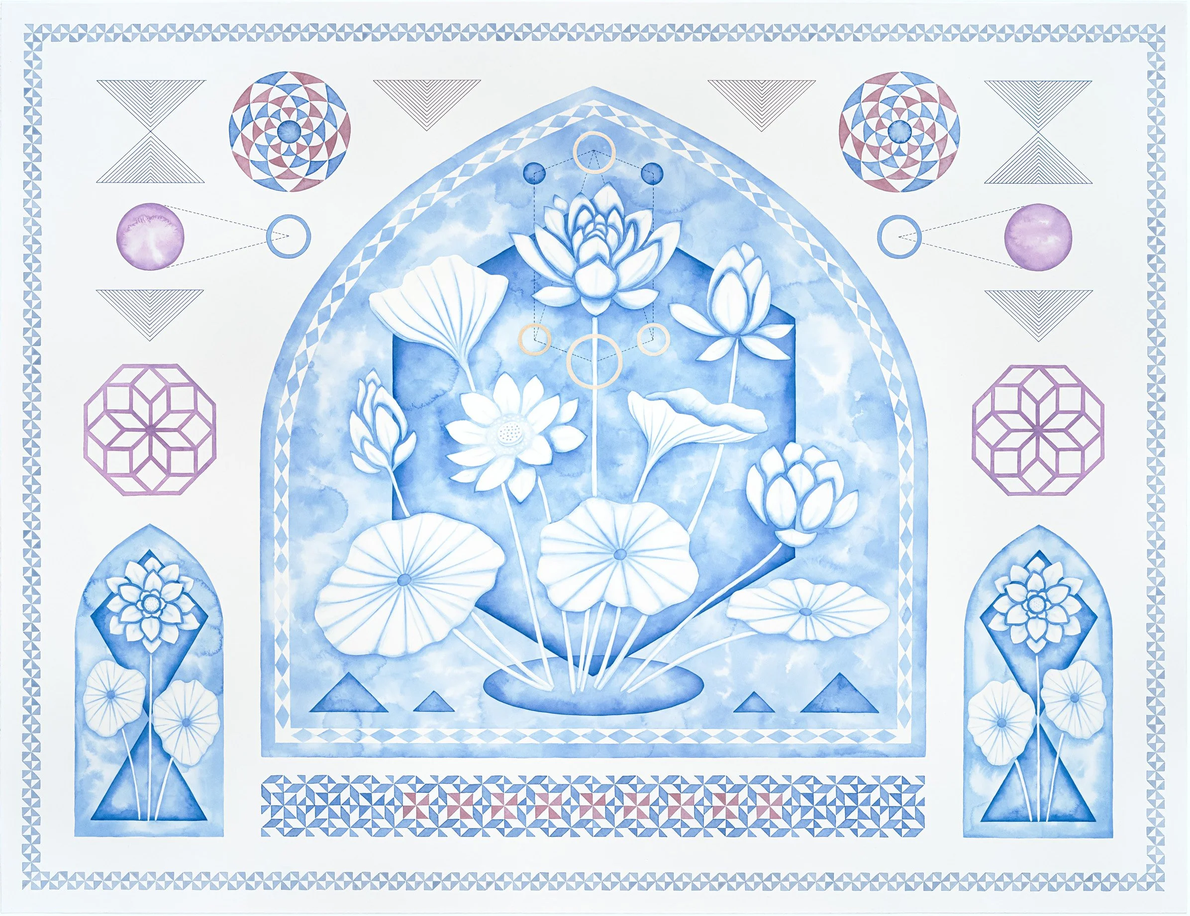   Altar: Lotus   acrylic and ink pen on paper 130 × 100 cm 