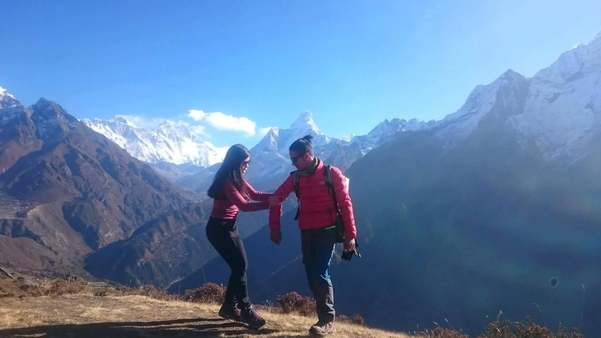 Sharing the beautiful trails in Nepal with our caring guide name Ramu