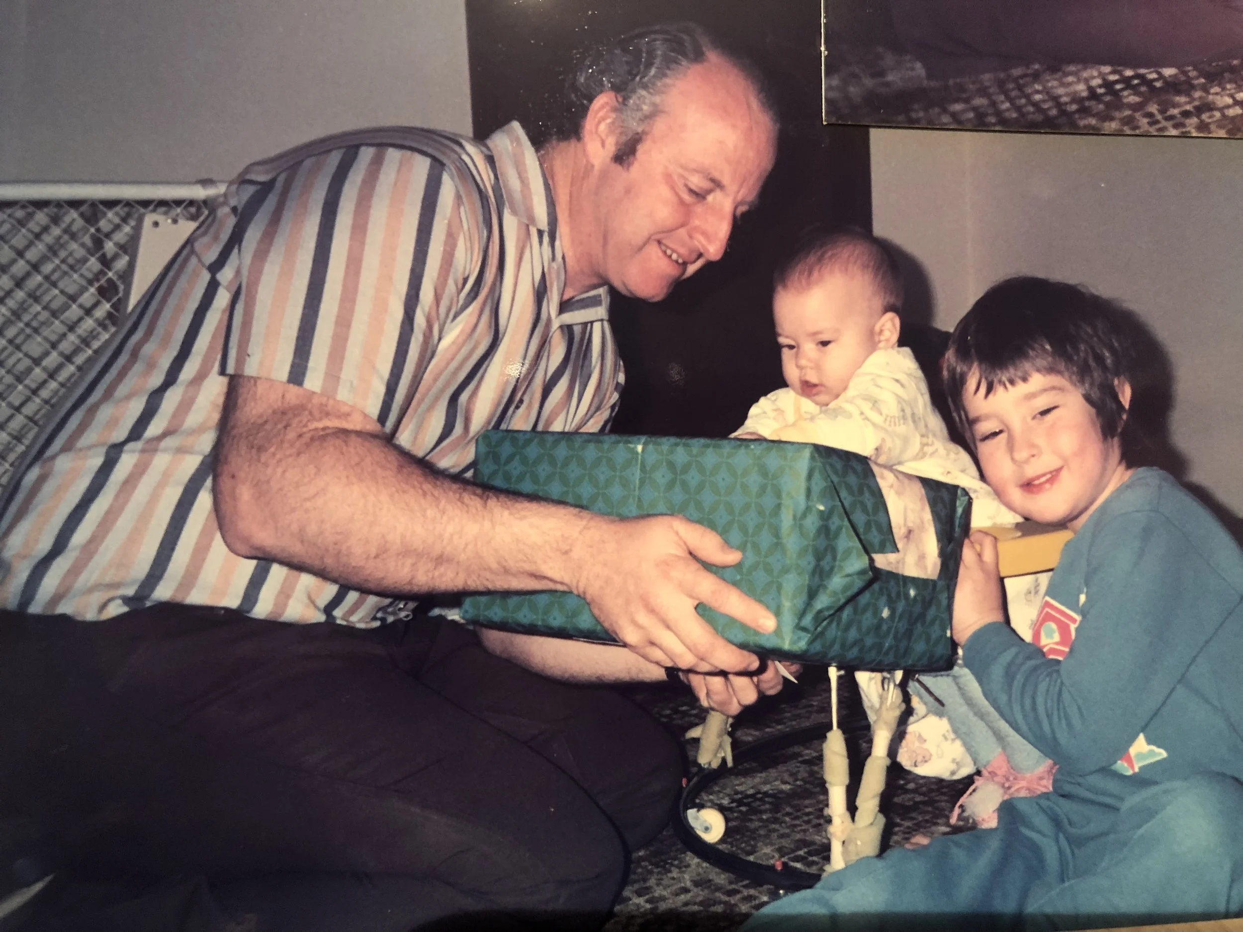 My very present dad, me and my brother on Father’s Day, 1988. Still love my dad – and his gifts! Xx  Source: The Jenkins family album.