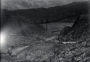 Rail line washout. This happened more than once before the dam was built.