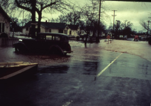 A color slide of a Redding neighborhood during the Flood of ‘40
