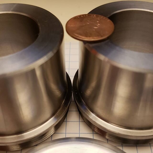 Lower bearing housings fresh off the lathe! 😍

Precision parts held to .001&quot; tolerance ✅
True ball bearings with lifetime lubrication ✅
Designed and built in the USA ✅

This is a key part in our spinning poles and  intended to last a lifetime.
