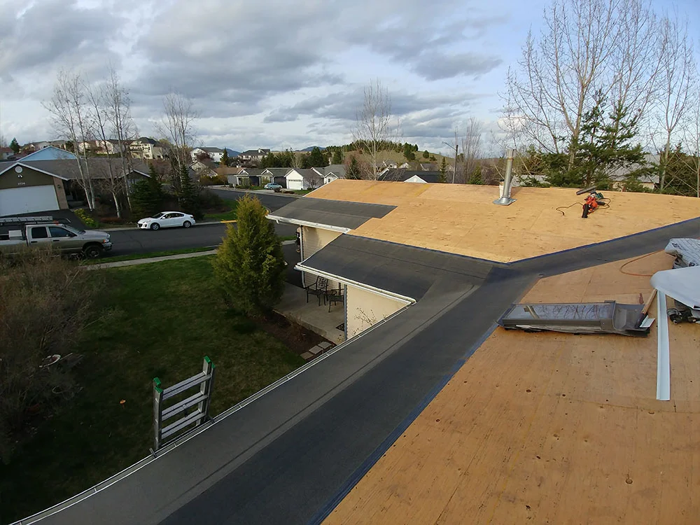 Above: We install ice and water shield standard on all of our roofs!