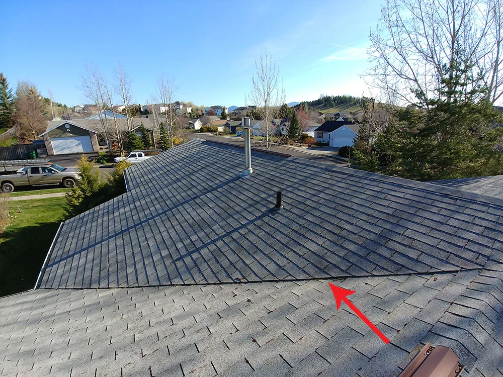 Above: This line running down the roof is the center of a valley.