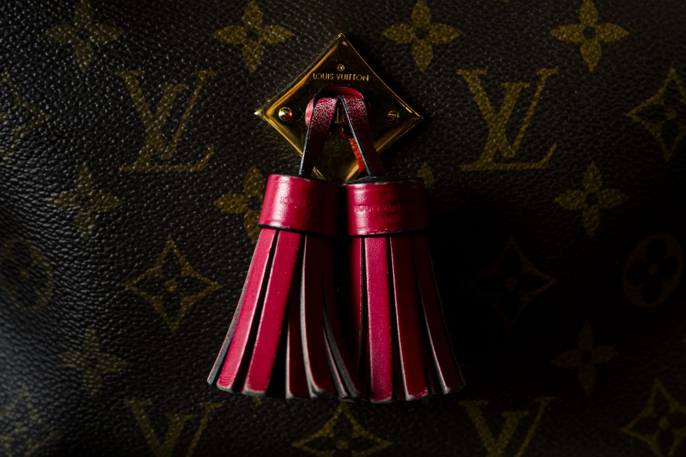 Closeup of Loius Vuitton tassels at 2nd Street