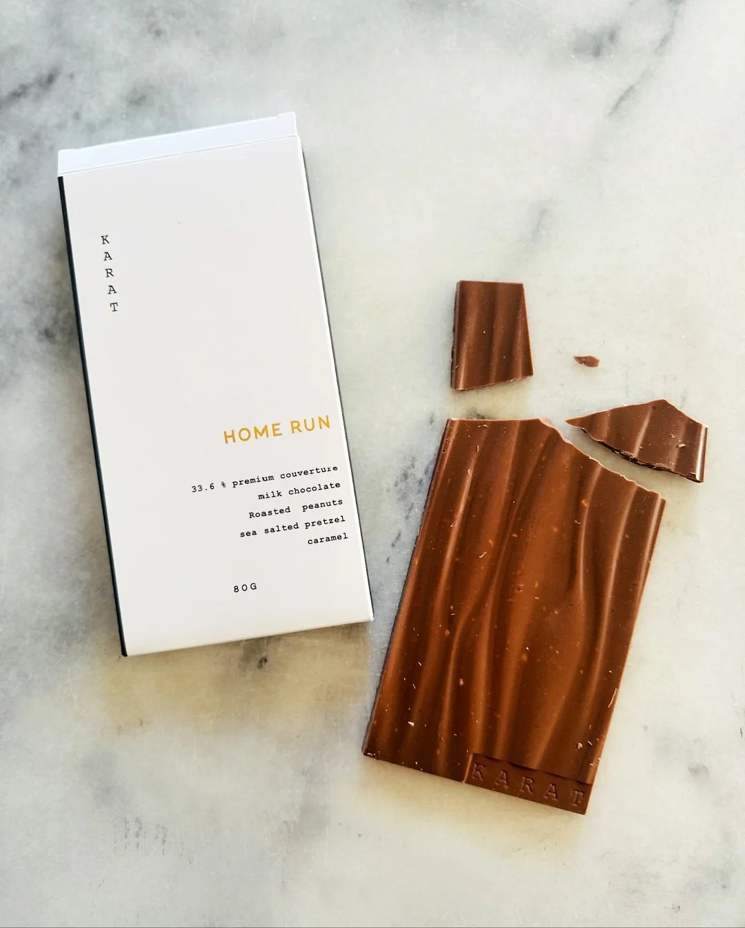 ✨🍫⚾️ Treat yourself to a Home Run!
Karat Chocolate is based in Kelowna BC, and their beautiful bars come in a variety of delicious flavours.
The Home Run is the perfect treat for the big game – the combination of roasted peanuts, sea-salted