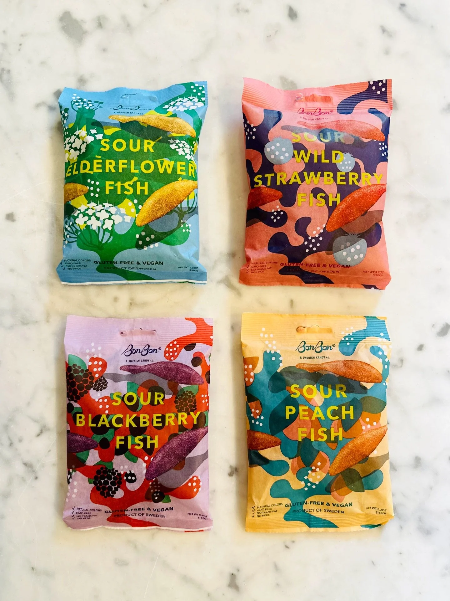 ✨Swedish Fish are back in stock! 

Every flavour is a great catch&mdash;Sour Elderflower, Sour Wild Strawberry, Sour Peach, and Sour Blackberry. If sour candies are not your bag, try the Sweet Wild Strawberry Fish or the Salty Licorice Twists. Yum!


