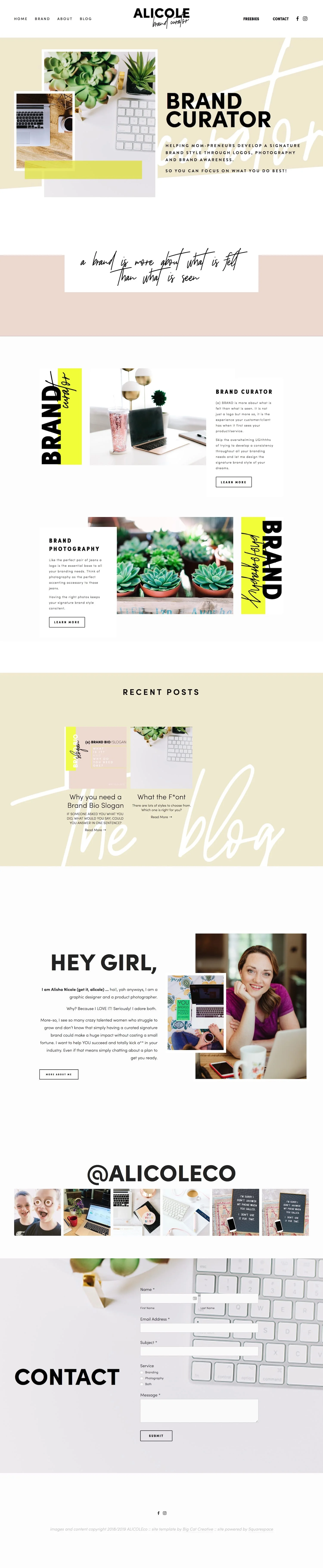 Squarespace Template Showcase: Alicole Co - Squarespace Template Derive by Big Cat Creative