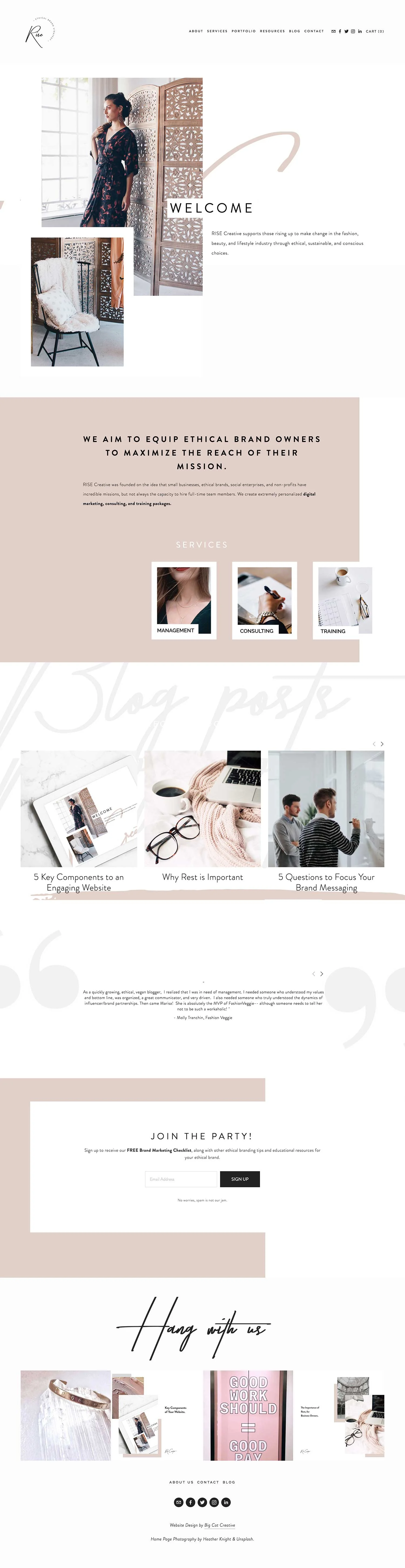 Squarespace Template Showcase: Rise Creative Co - Squarespace Template Cipher by Big Cat Creative