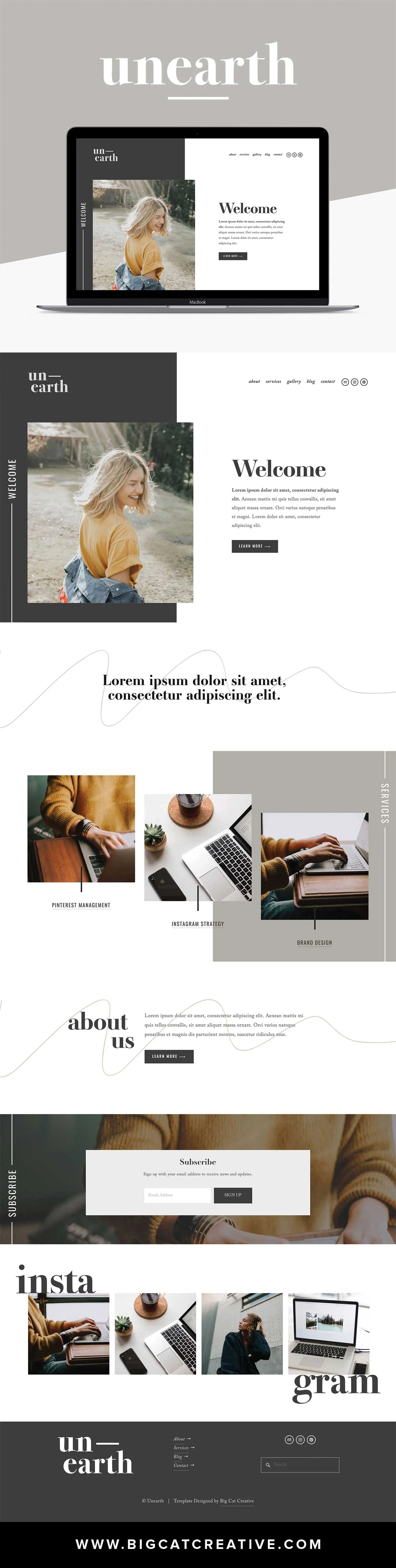 Unearth Squarespace Template by Big Cat Creative