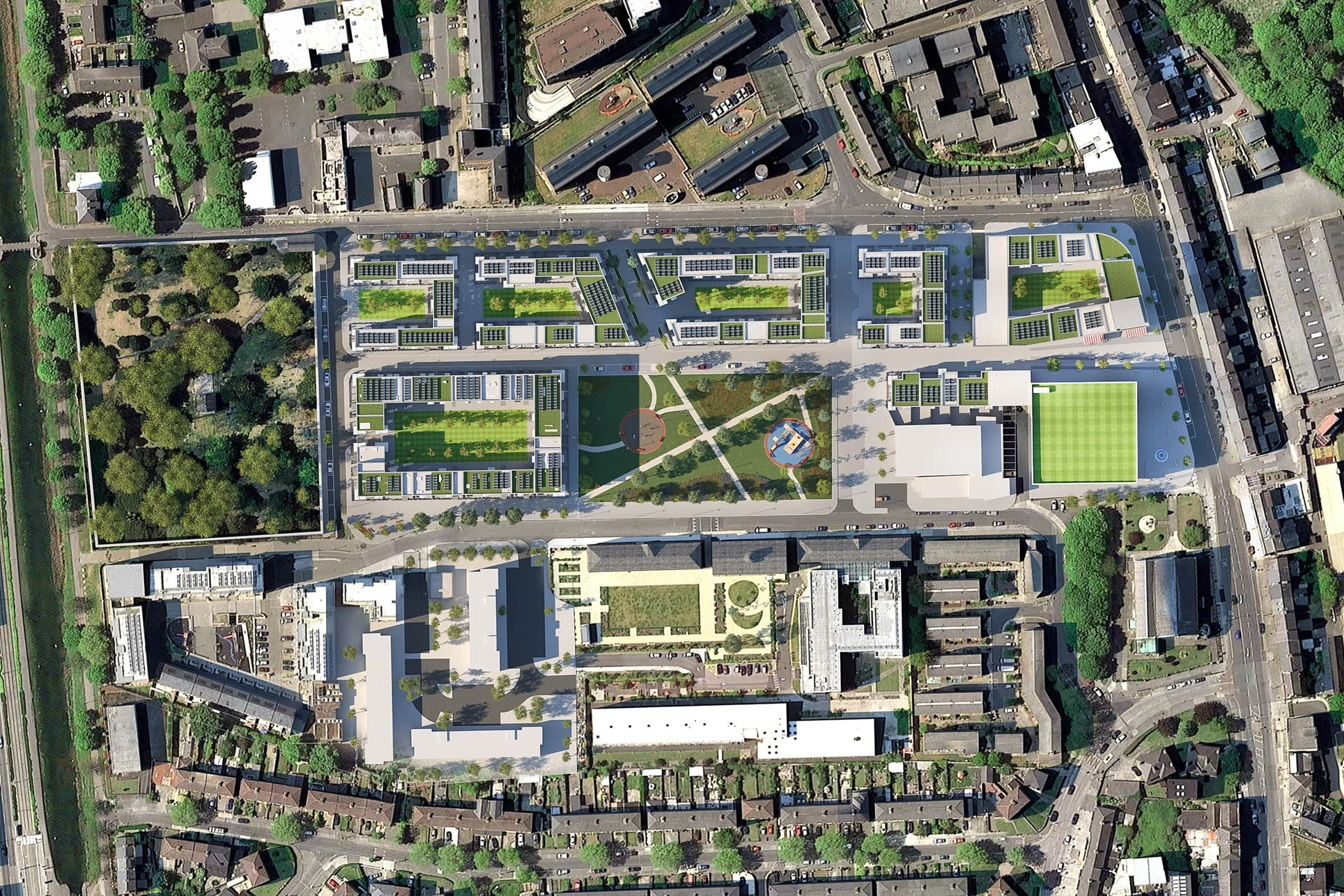 Artists impression of preliminary feasibility for redevelopment of St Michaels Estate (2018)
