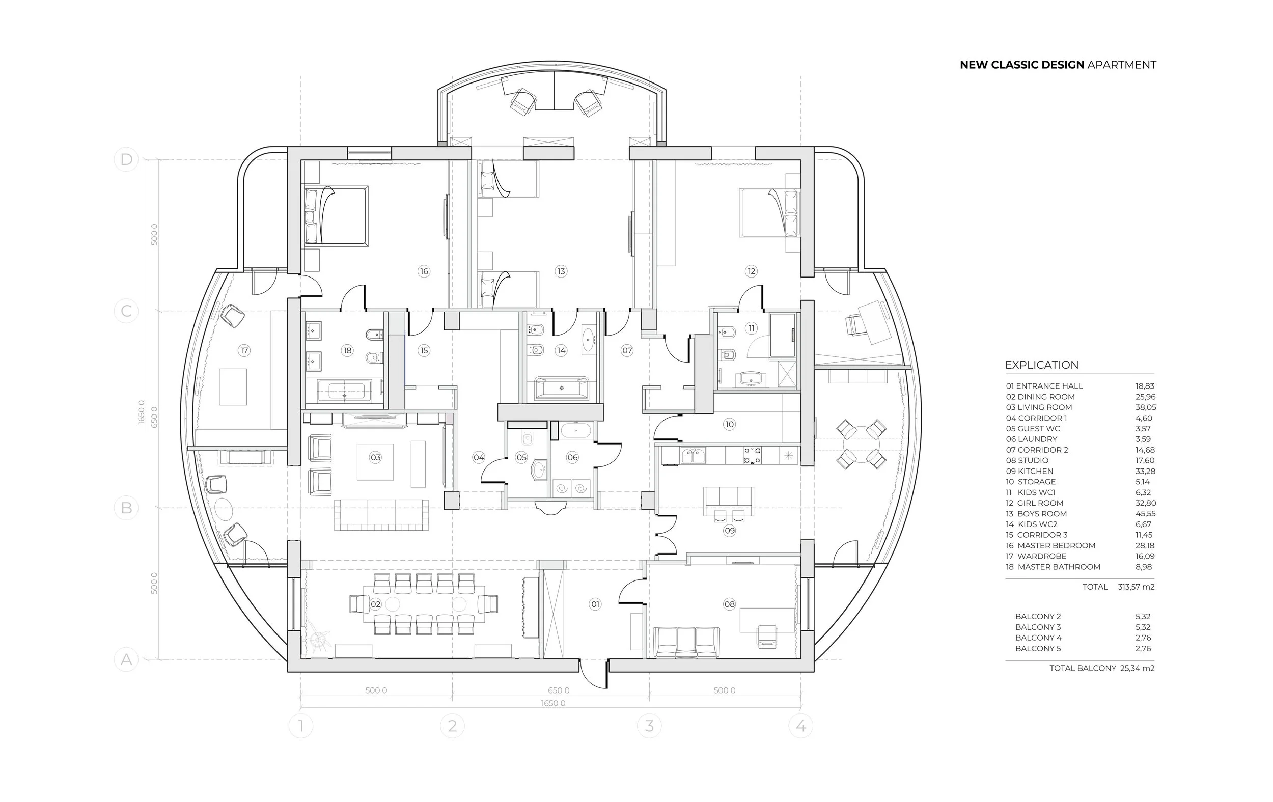 NEW CLASSIC DESIGN APARTMENT PLANNING