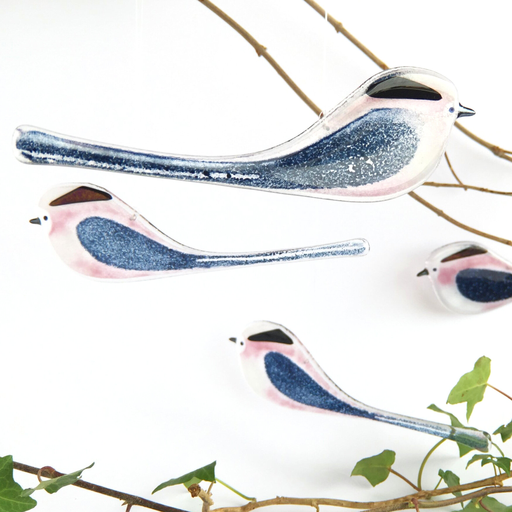 Long tailed tits by Robyn Coetzee Glass Designs