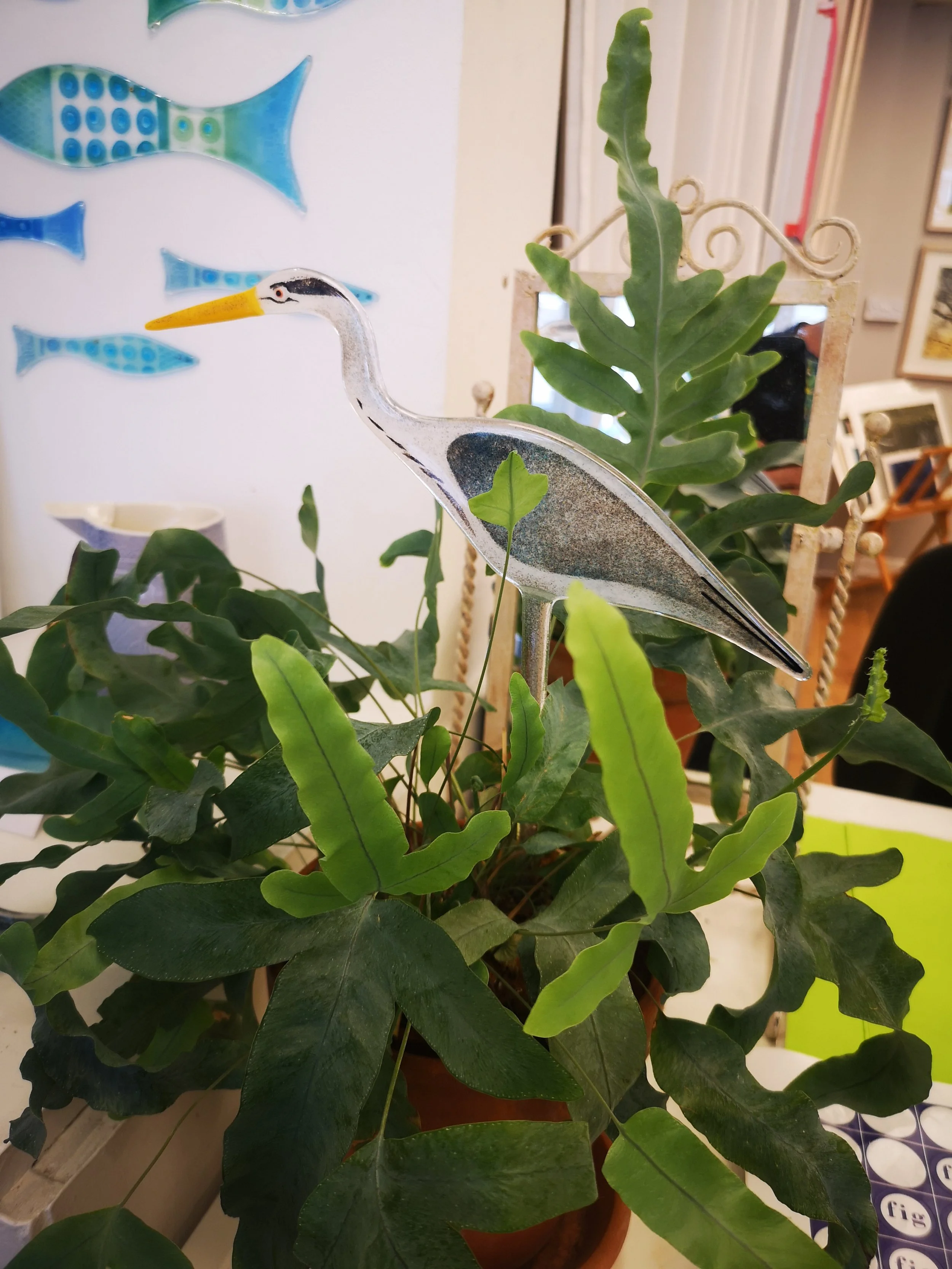 A grey heron bird decoration