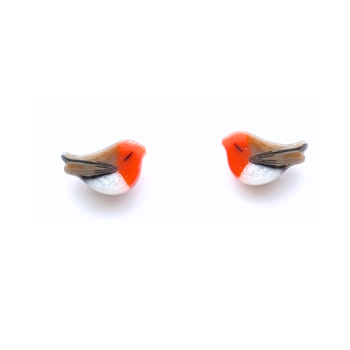 Robin Redbreast Stud Earrings with Hypoallergenic Titanium