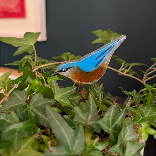 Nuthatch glass bird plant decoration