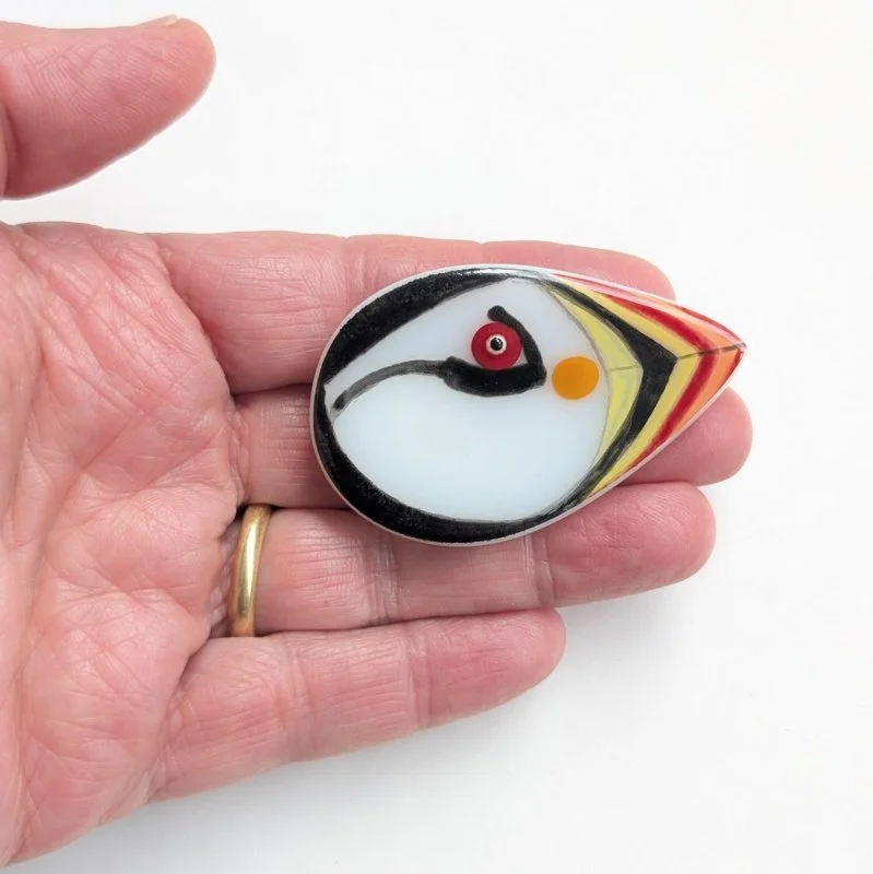 Puffin portrait brooch