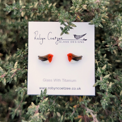 Robin Redbreast Stud Earrings with Hypoallergenic Titanium
