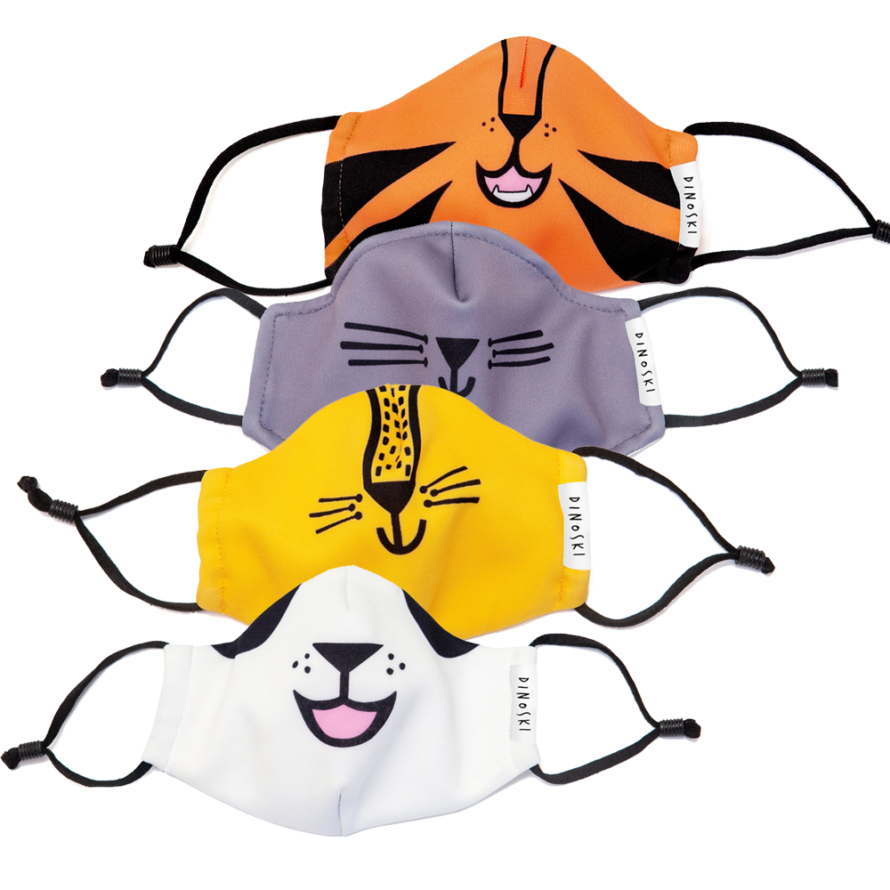 Set of 5 Animal Nose Kids Cotton Face Covering 