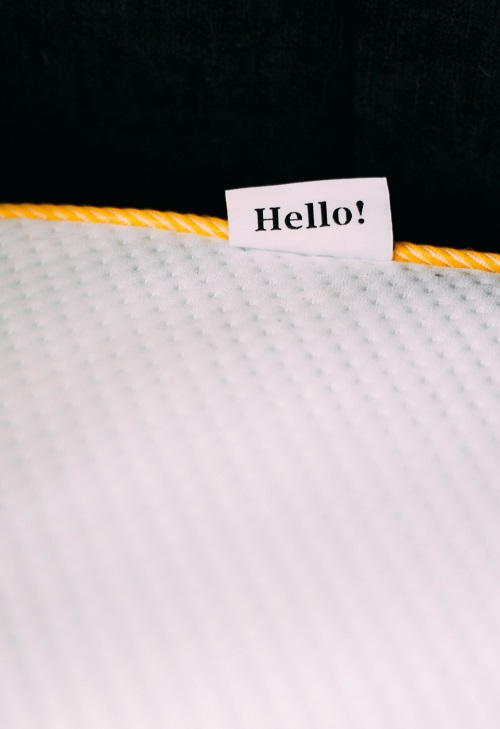 eve label featuring a greeting underneath