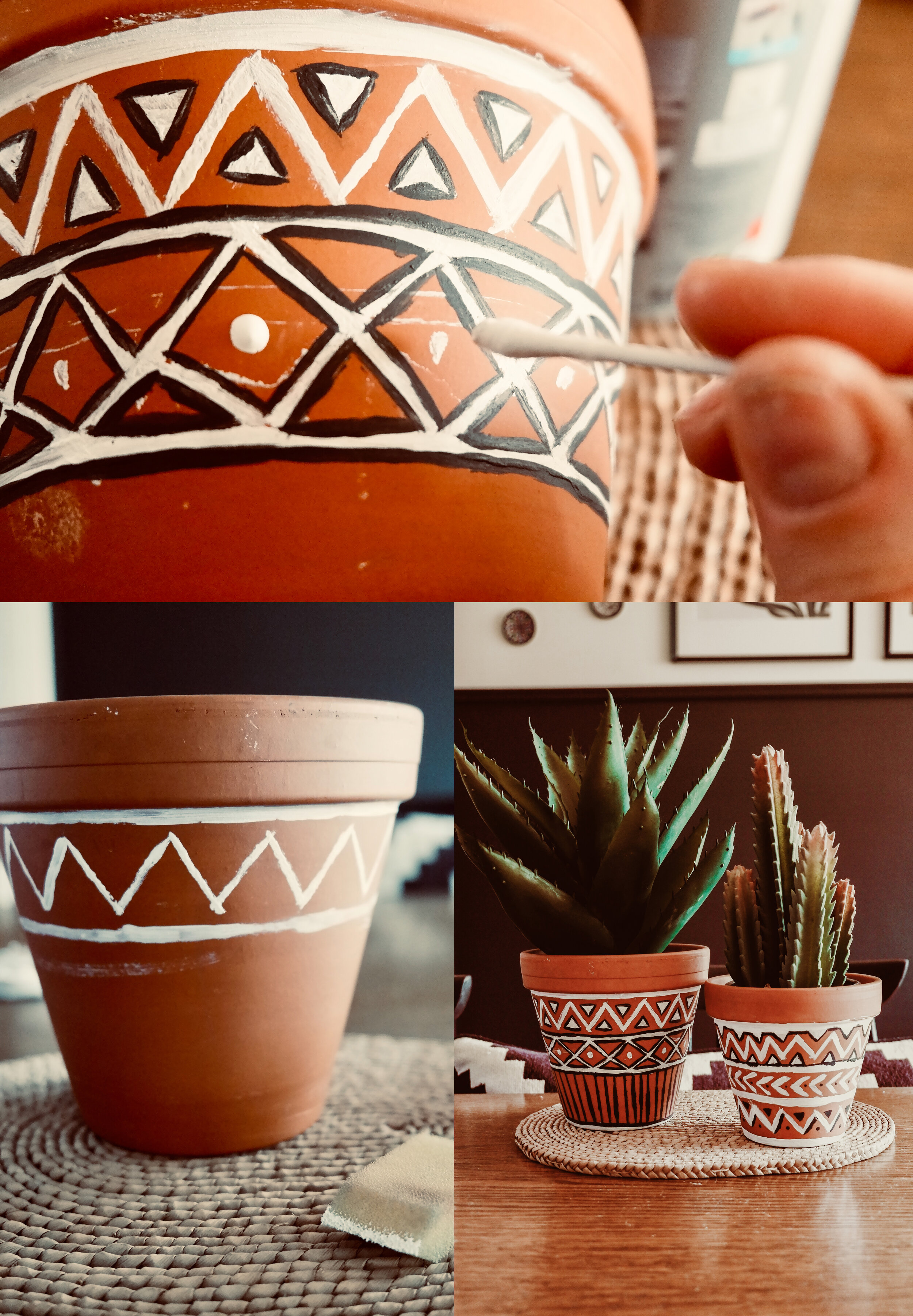 Diy Boho Aztec Painted Terracotta Plant Pots Style Squeeze,Simple Living Room Color Design