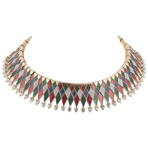 Stunning Marcel Boucher gilt and enamel 'harlequin' necklace, 1960s