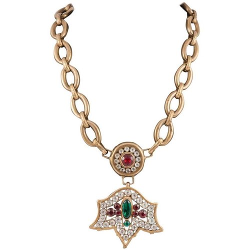 Late 19th century brass and glass theatrical necklace, France.