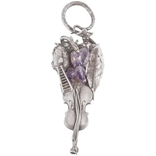 Huge hand made silver and Amethyst allegorical pendant, 1970s
